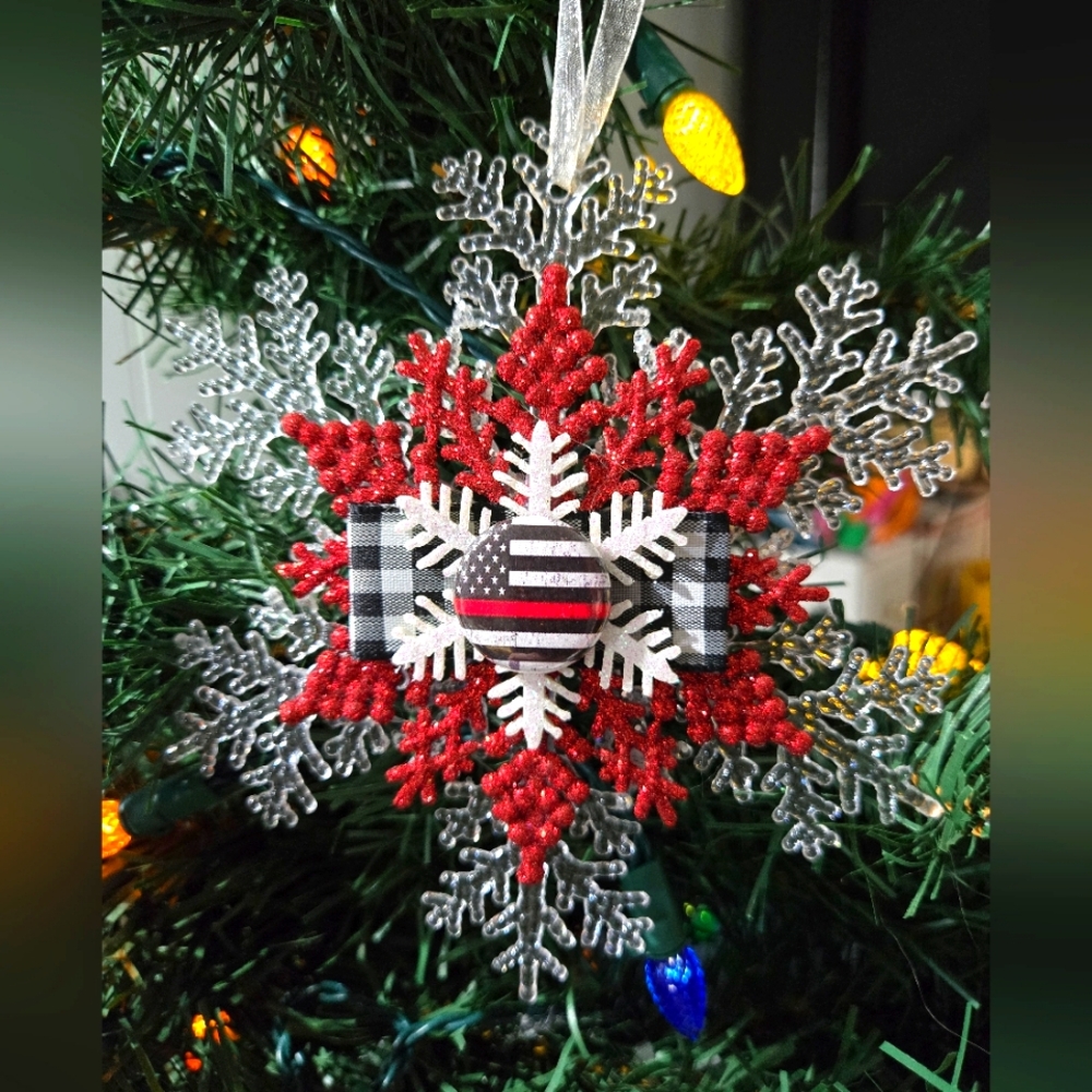 NWT Thin Red Line Ornament Firefighter Support First Responders Christmas OOAK